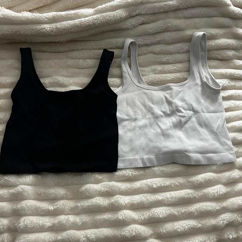 Black and White Ribbed Tank Tops